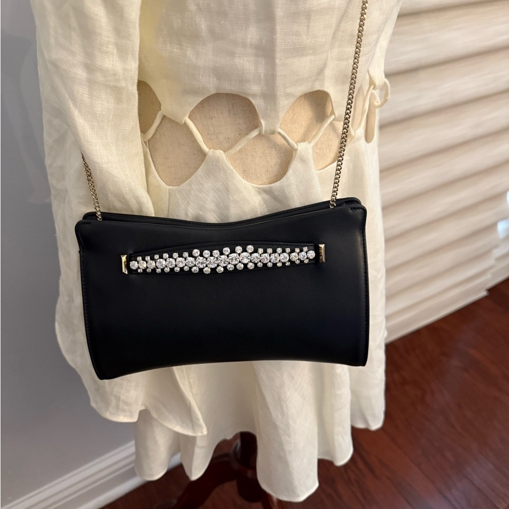 Jimmy Choo Venus Clutch with Gold Chain and Rhinestone Wristlet